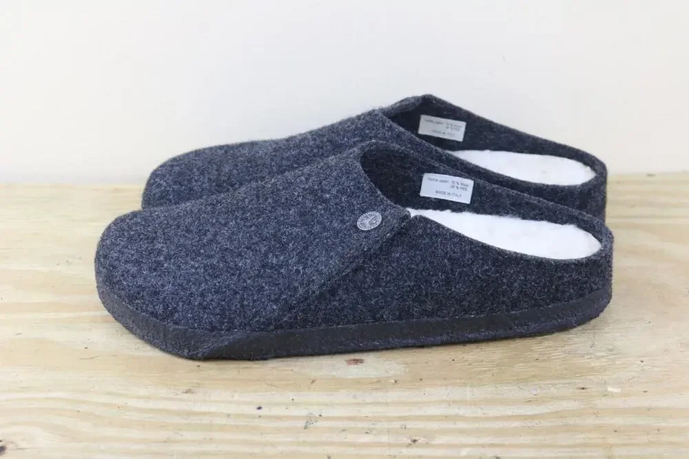 Birkenstock Slippers Mens 9 Gray Italian Wool Zermatt Shearling Shoes